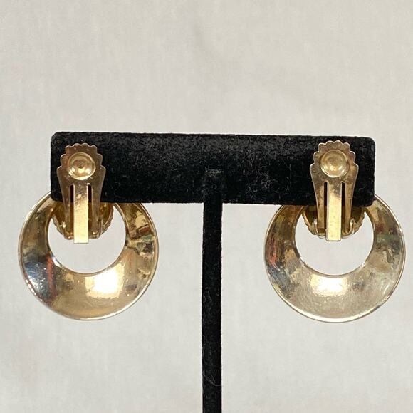 Pineapple Door Knocker Earrings Dangle Drop Silver Tone Metal Clip On - Picture 3 of 9